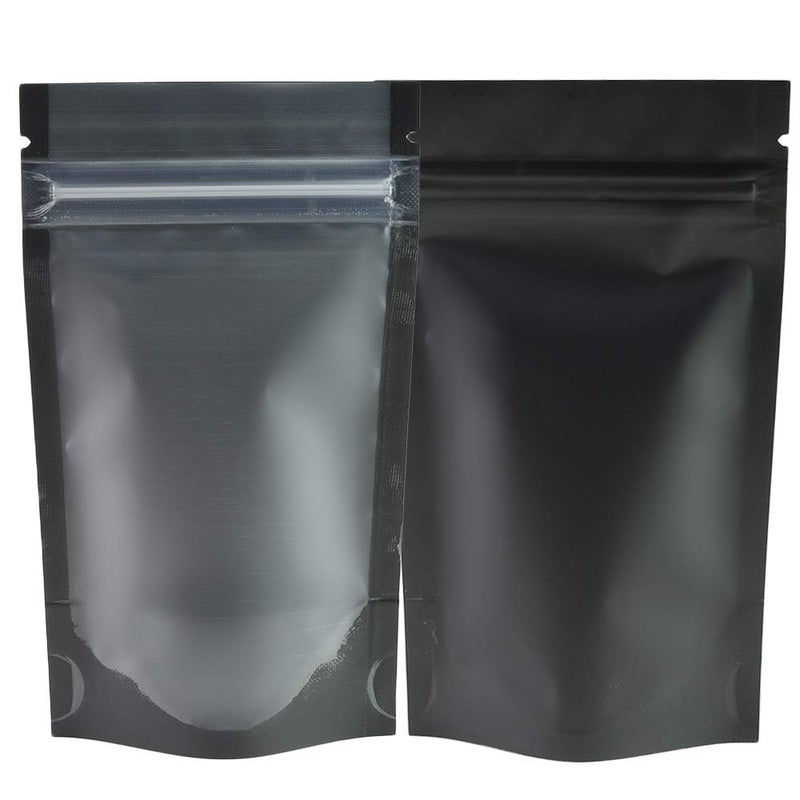 QQ Studio Pack of 100 Translucent Front Matte Black Poly Plastic Resealable Bags (3.3oz (5" x 7"), Stand-Up Pouch) - Image 1